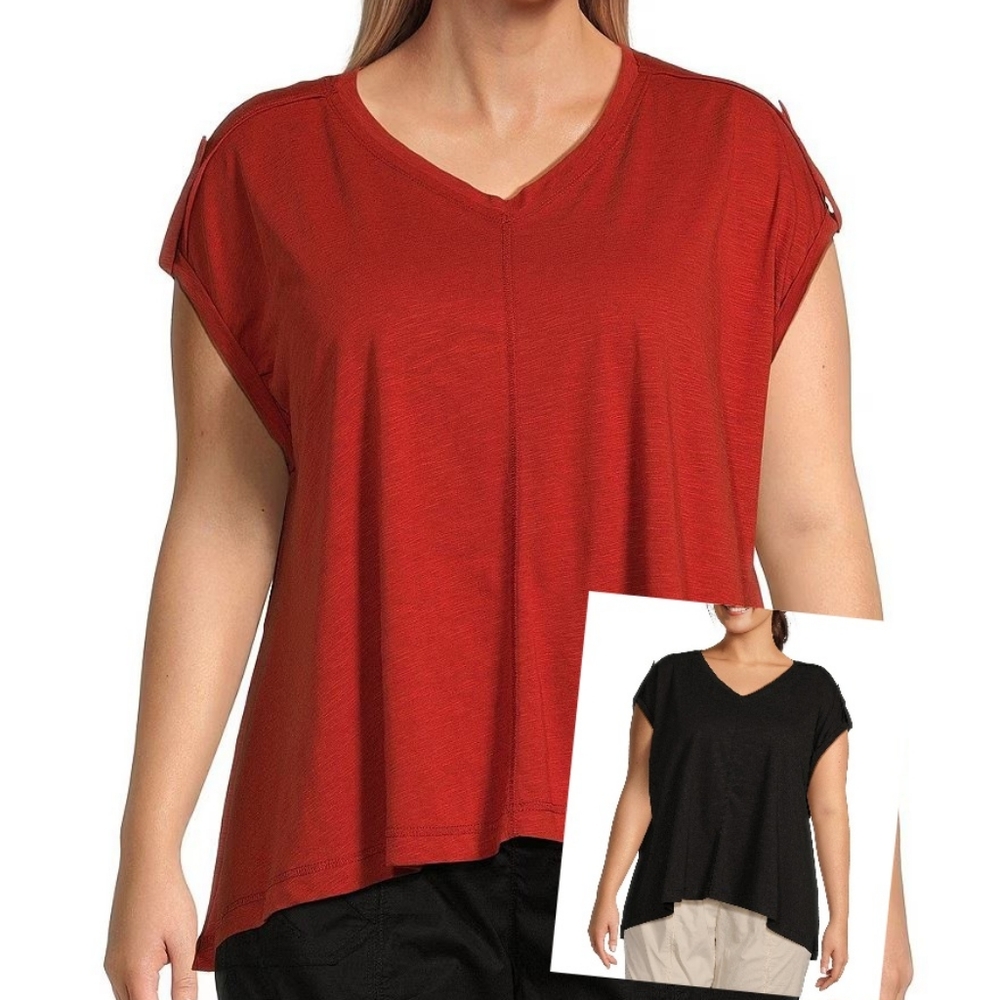 NWT 2 V-Neck Tops Black & K-Spice 1X Or 2X Firm Price